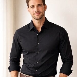 Banana Republic Cotton Stretch Button-up Shirt Black Men’s 16/16.5 L Office